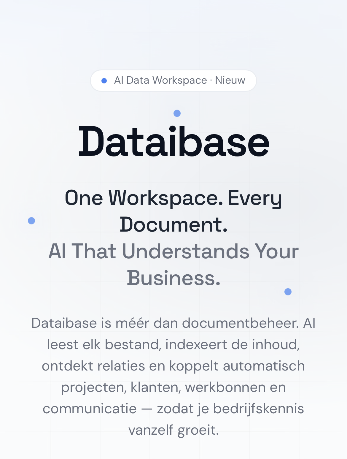 Screenshot van dataibase.nl: Data-dashboard dat complexe inzichten overzichtelijk presenteert.